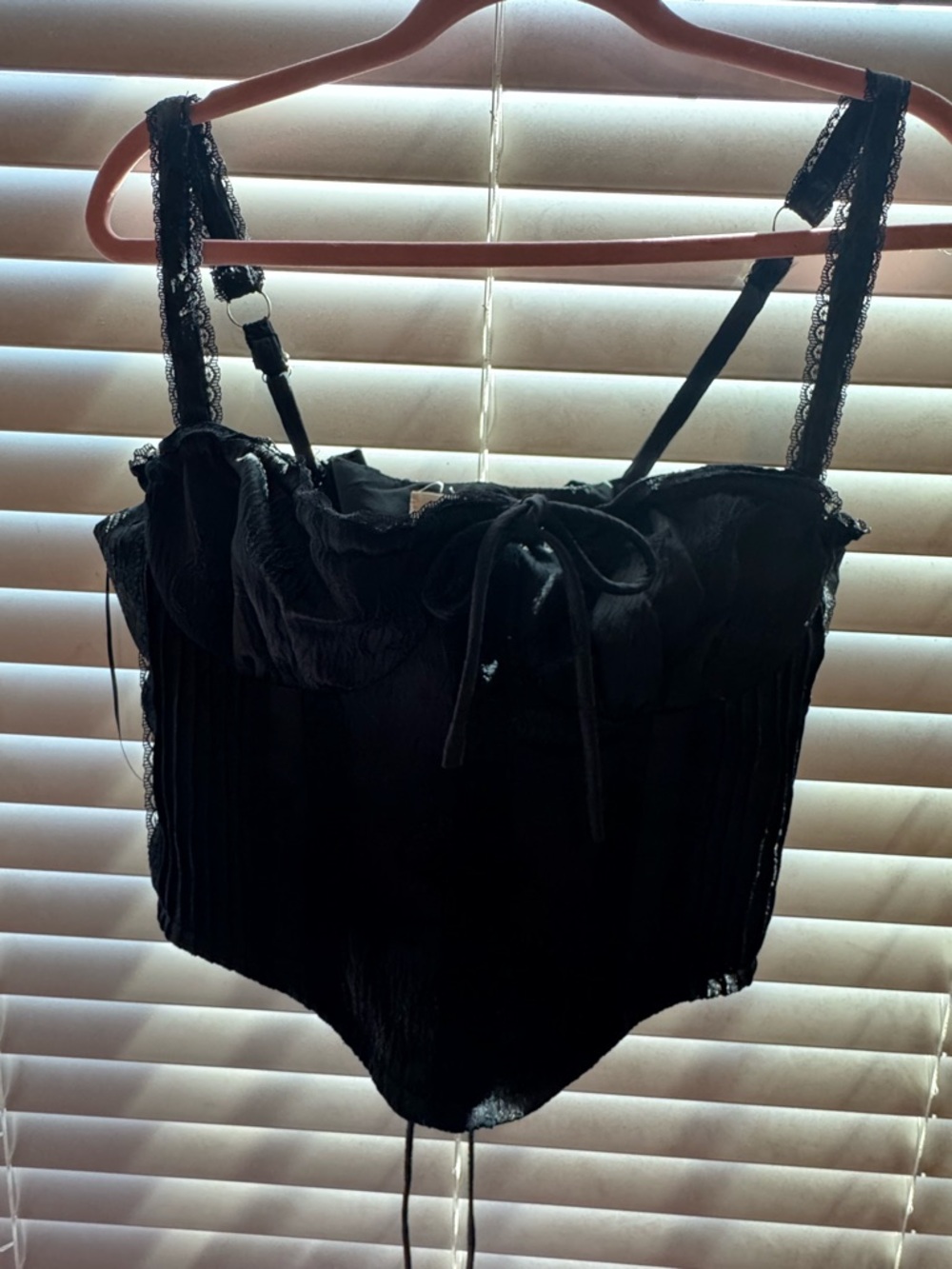 The Vintage Shop Black Lace-Trim Corset Top